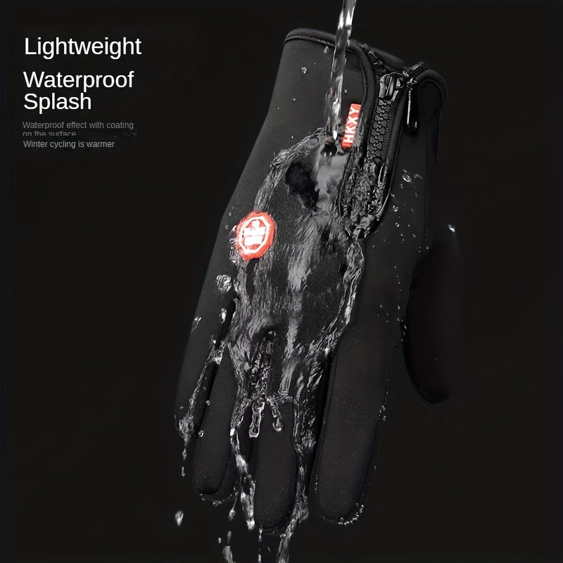 1 Pair Unisex Insulated Windproof Full-Finger Touchscreen Gloves - Cold Weather Gloves for Winter Outdoor Riding, Cycling, and Hiking with Warm, Water-Resistant, and Anti-Slip Features