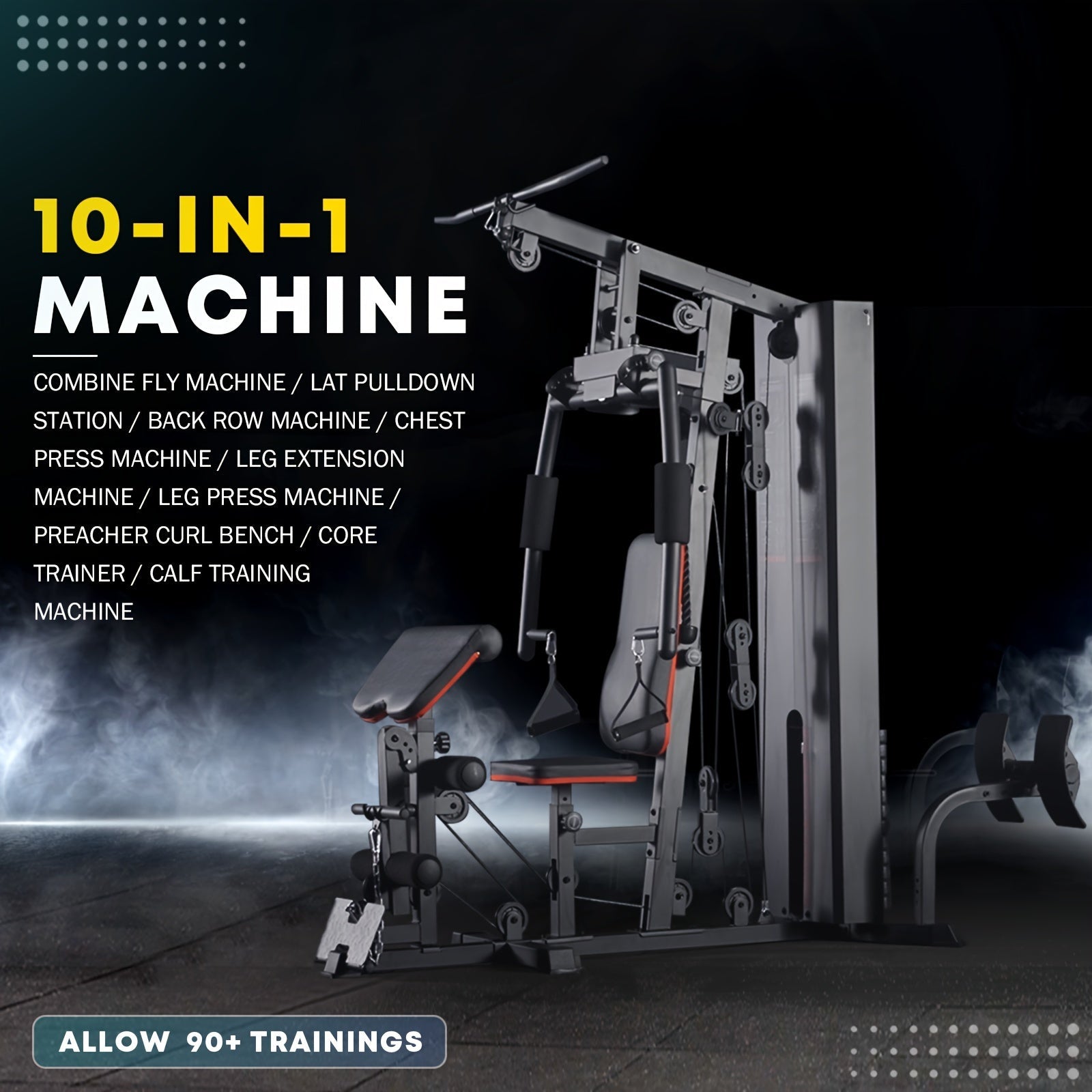 10 - in - 1 Home Gym Station with 150LBS Weight Stack, All - in - One Workout Equipment for Full Body Training, Multi - Functional Iron Gym Machine with Fly, Lat Pull Down, Chest Press, Leg Extension, Preacher Curl, Core & Calf Trainin - Better World Today