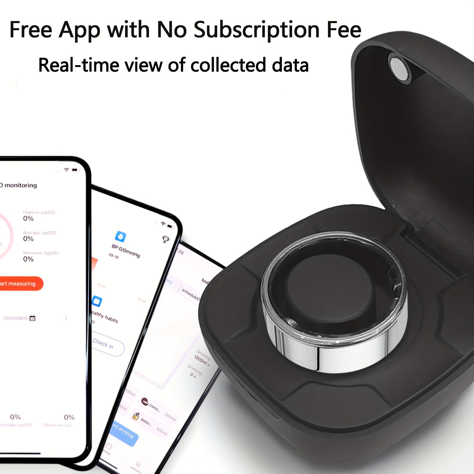 New Smart Ring With Charging Compartment, Fitness, Steps, Distance, Calories, Sleep, Exercise, Compatible with iPhone & Android, USB Charging, Ideal Valentine'S Day/Christmas/New Year Gift