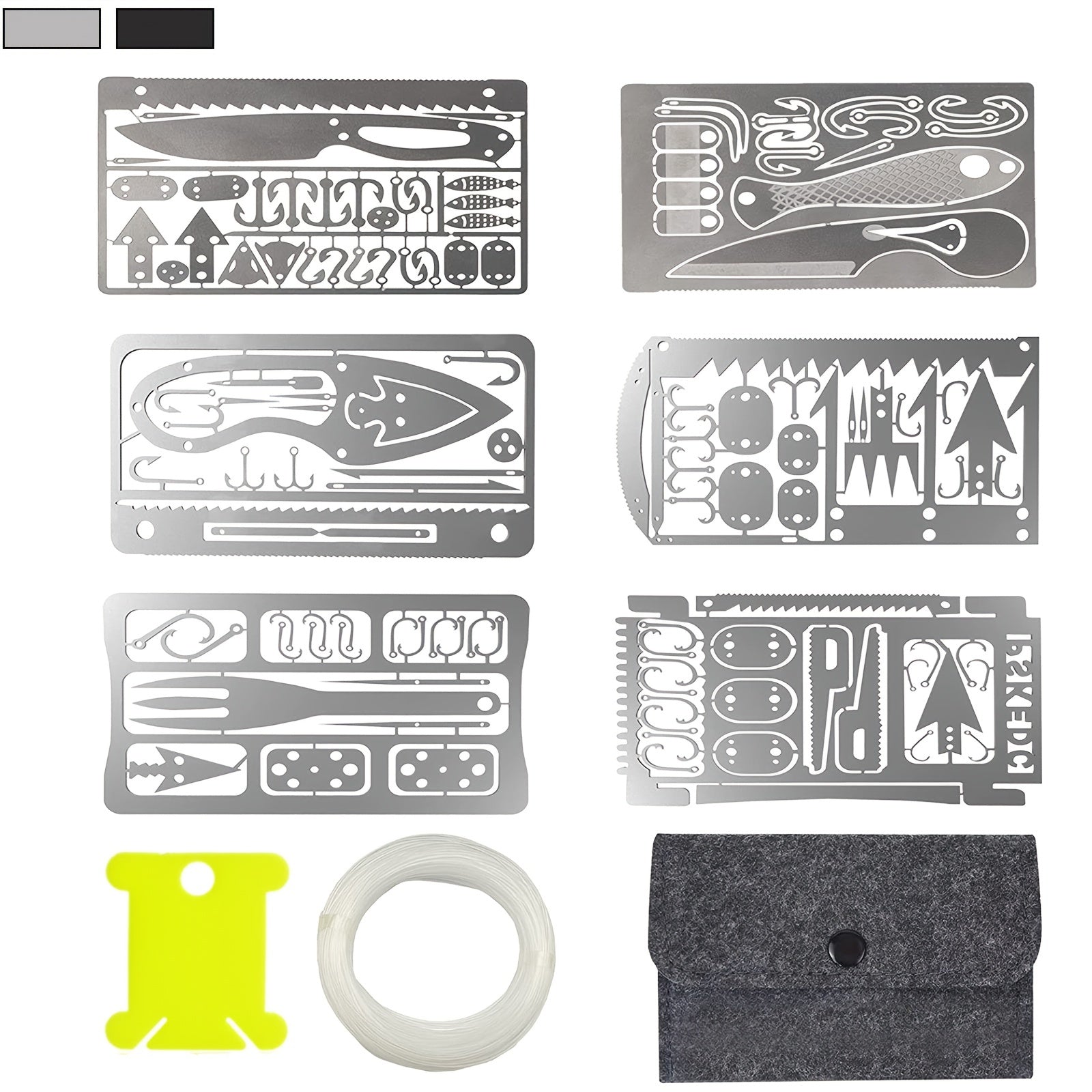 6-Piece EDC Survival Card Multitool Kit – Compact & Lightweight for Fishing, Hiking & Outdoor Adventures