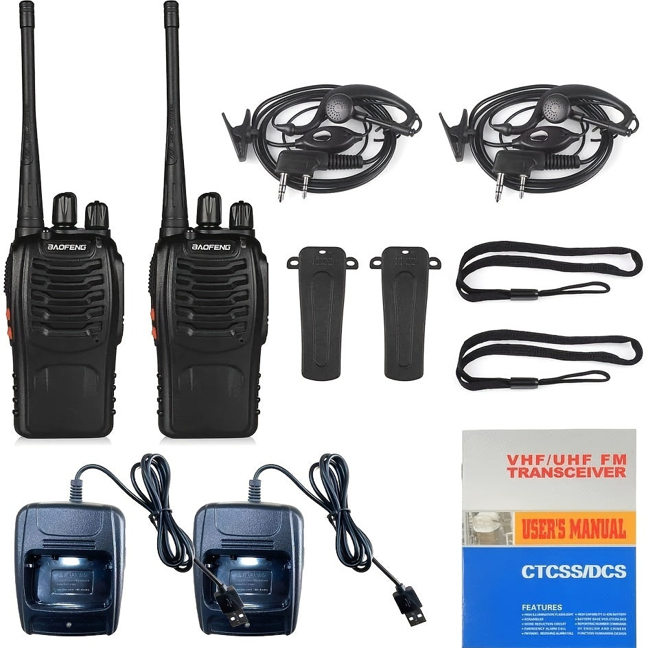 2pcs BAOFENG BF-888S UHF 400-480MHz Amateur Radio Handheld Two Way Radio UHF Portable Walkie Talkies for Adults, Hiking Biking Camping