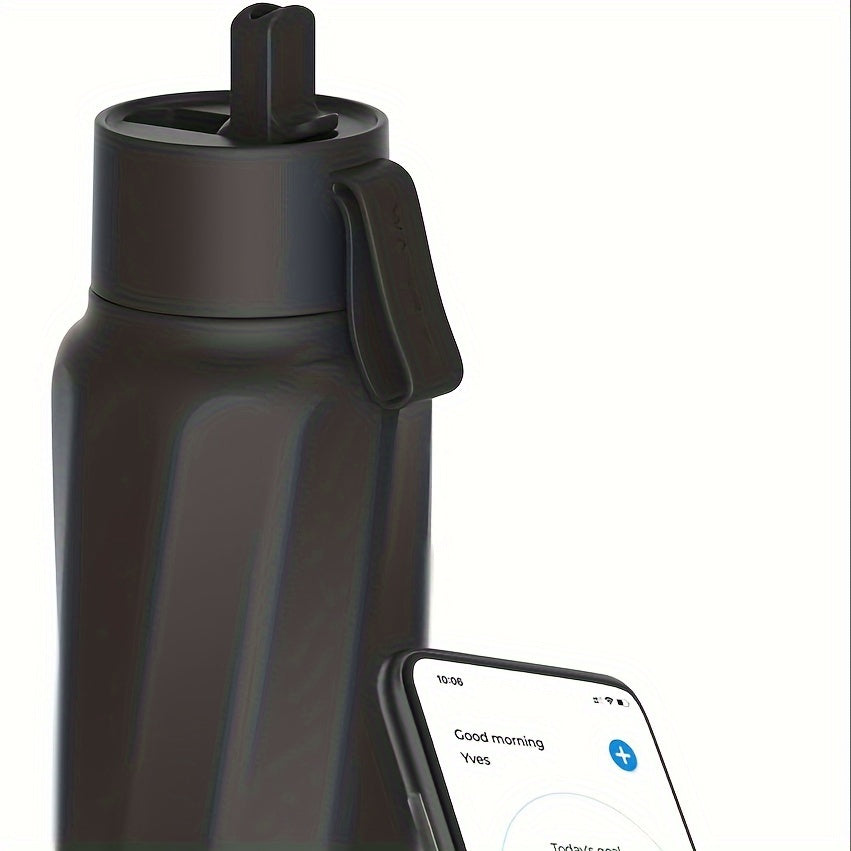 Vita Insulated Smart Water Bottle, Intake Tracker, Water Safety Analyzer, LED Reminder, BPA Free, 18 oz Double Wall Vacuum Stainless Steel Thermos (Flip Lid + Straw)