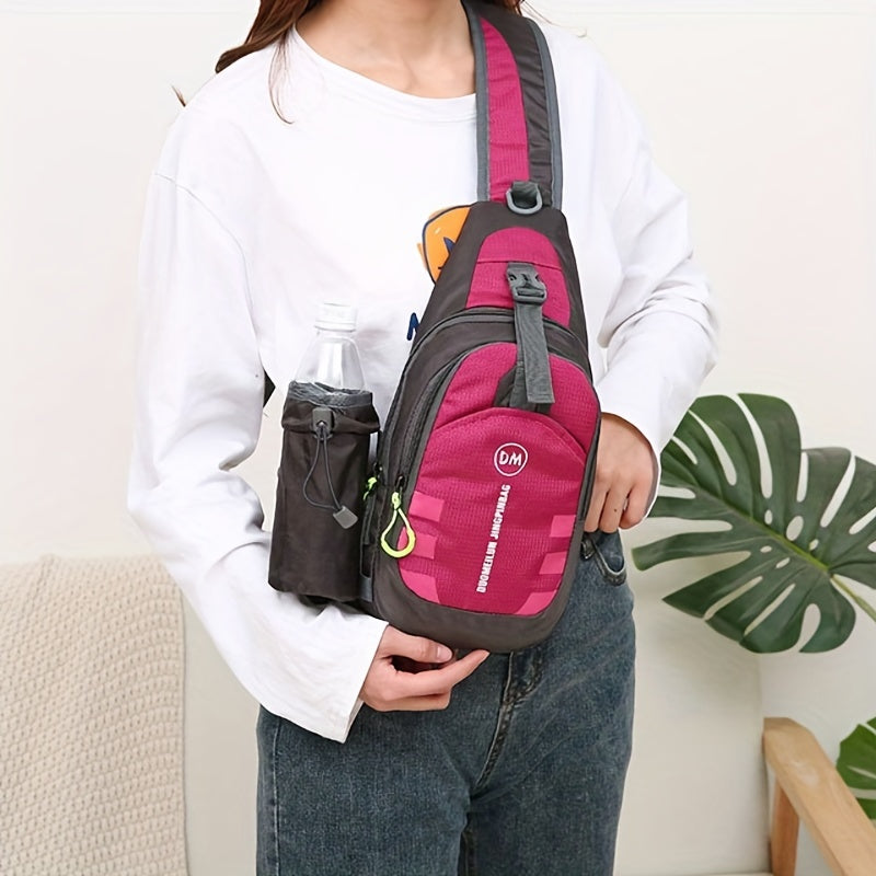 Fashionable Color Block Chest Bag - Portable Cycling Crossbody with Detachable Water Bottle Holder - Ideal Outdoor Sling Bag for Hiking, Biking & Travel - Stylish, Water-resistant, Adjustable