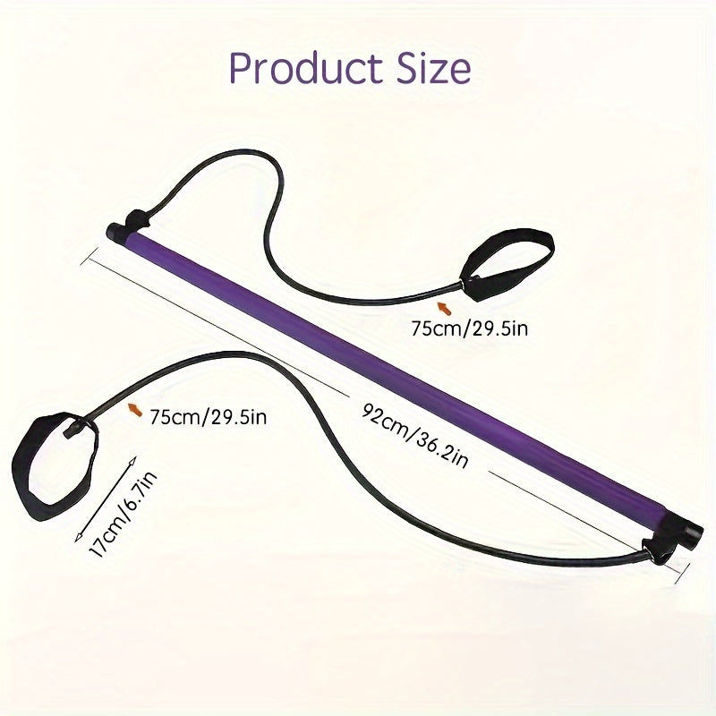 1pc Portable Multifunctional Pilates Fitness Bar - Adjustable Tension Rope, Detachable Design, Perfect for Fitness, Yoga, Shaping, Stretching, Home Workout, Gym Exercise, and Travel