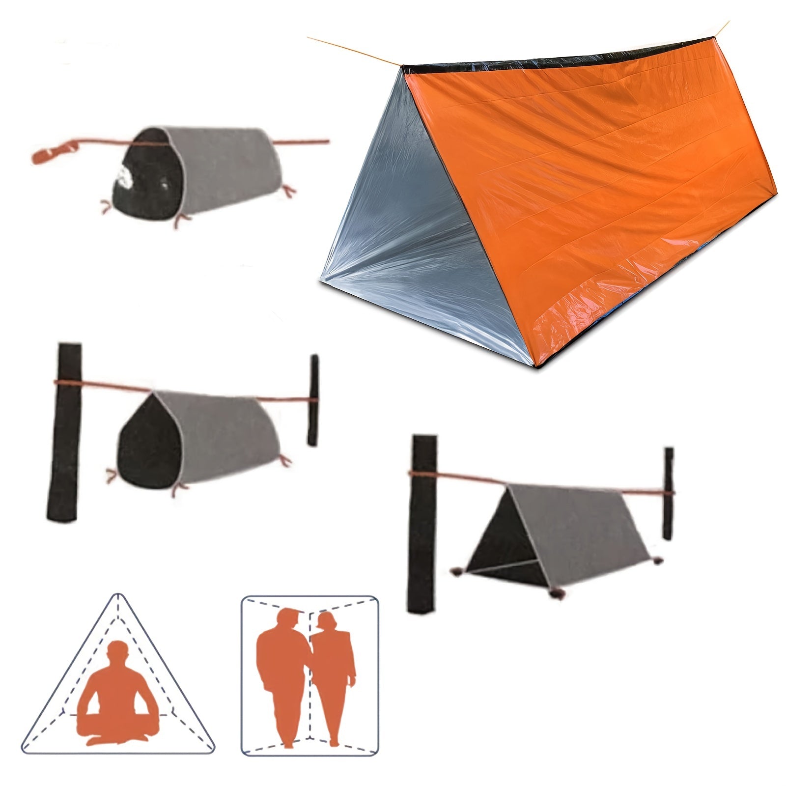[Emergency Camping Tent] Windproof & Tear-Resistant Emergency Camping Tent - Lightweight Shelter, All-Season Portable Tent with Ground Sheet, for Camping, Hiking, Backpacking, RV, Car Emergencies - Fits 2 People, Hiking Gear,