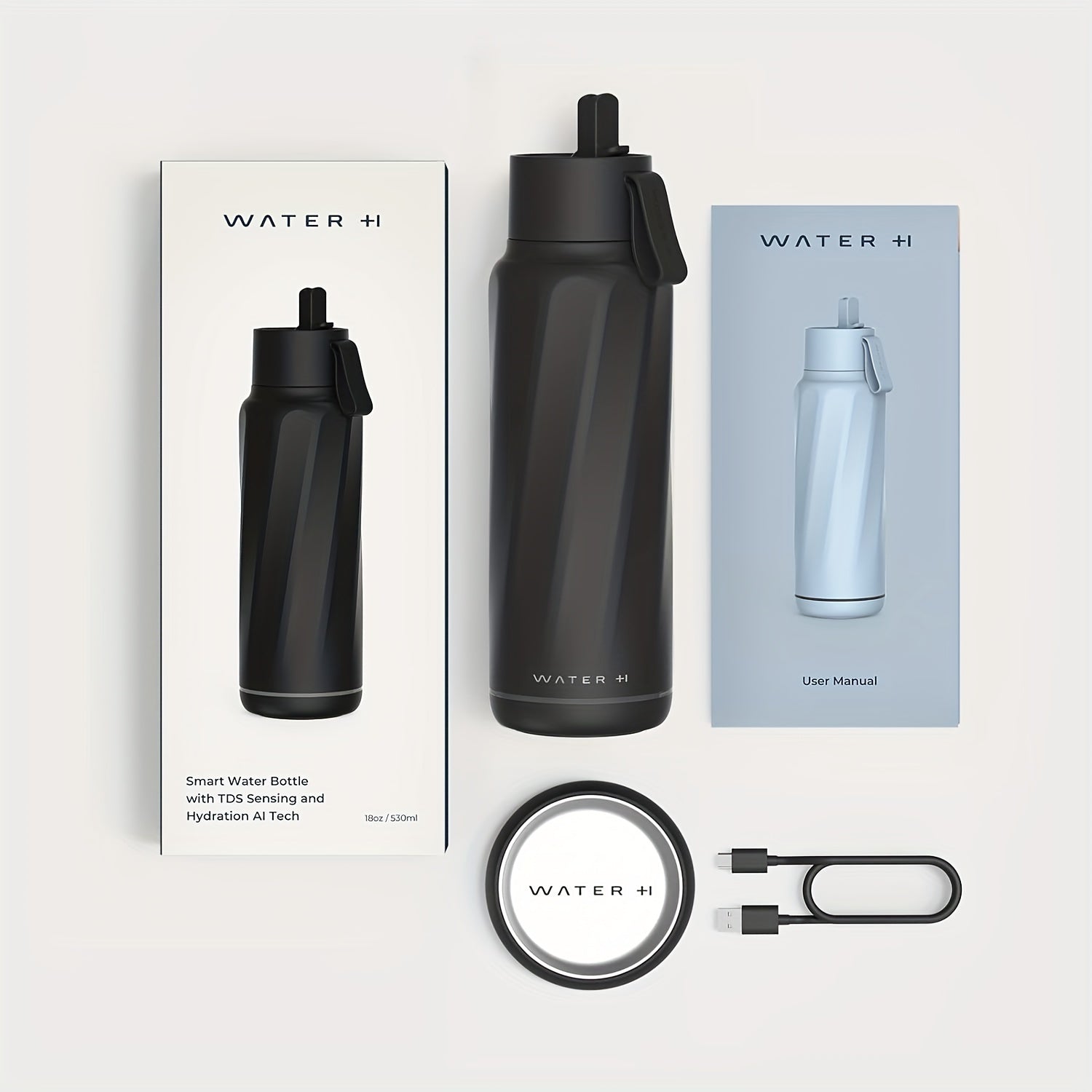 Vita Insulated Smart Water Bottle, Intake Tracker, Water Safety Analyzer, LED Reminder, BPA Free, 18 oz Double Wall Vacuum Stainless Steel Thermos (Flip Lid + Straw)