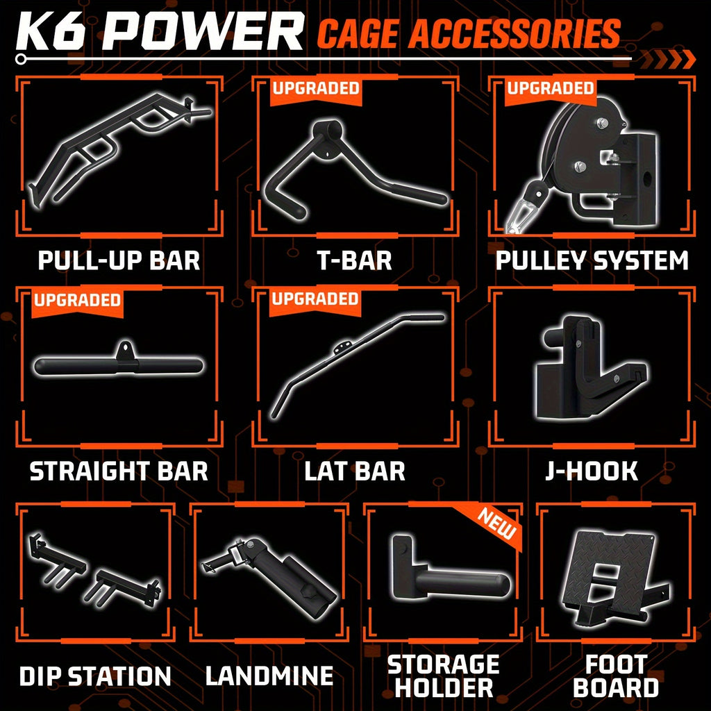 1 8-in-1 Power Rack Cage | 1500lb Capacity & Cable Crossover Machine - Physical Therapy Approved Squat Rack with J-Hooks, Dip Bars, Landmine - Adaptive Strength Training System for Home Gyms (Red)