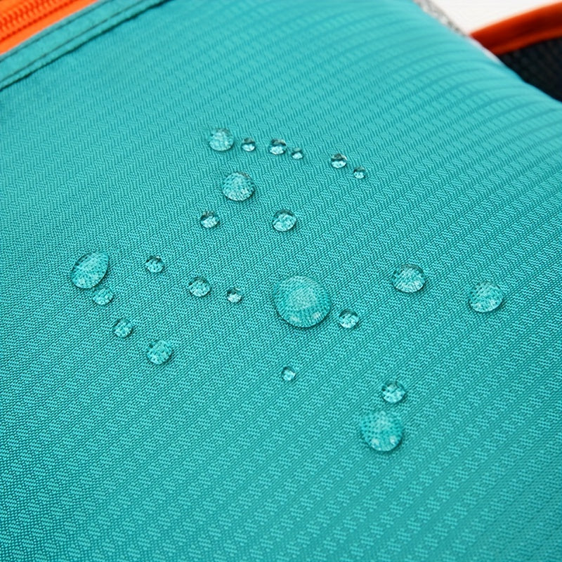 Ultra-Light Foldable Outdoor Backpack - Waterproof, Durable Nylon with Breathable Straps, Large Capacity for Hiking, Cycling, Travel & Commuting, Teal Color with Orange Accents, Adjustable Shoulder Straps, Quick Packing & Unf