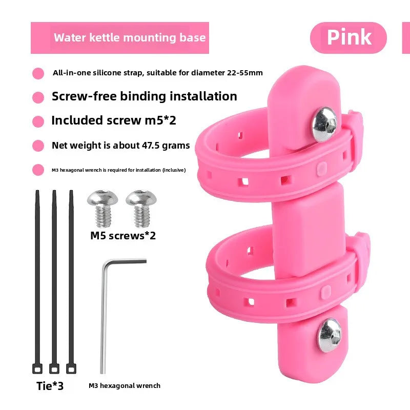 Bicycle Water Bottle Mount Adaptor Silicone Gel Bandage Kettle Cage Strap Seatpost Fork Frame Install Holder Adapter
