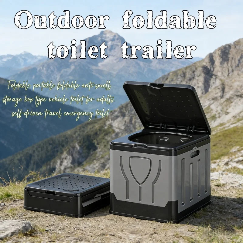 Foldable portable outdoor toilet jungle camping accessories camping reusable trash can deodorant camping toilet travel hiking