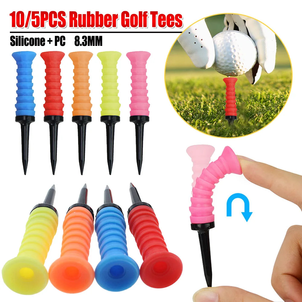 10/5Pcs Golf Elastic Rubber Tees 83mm Golf Practice Tees Silicone Durable Golf Tee Golf Limited Ball Tee Golf Training Accessori