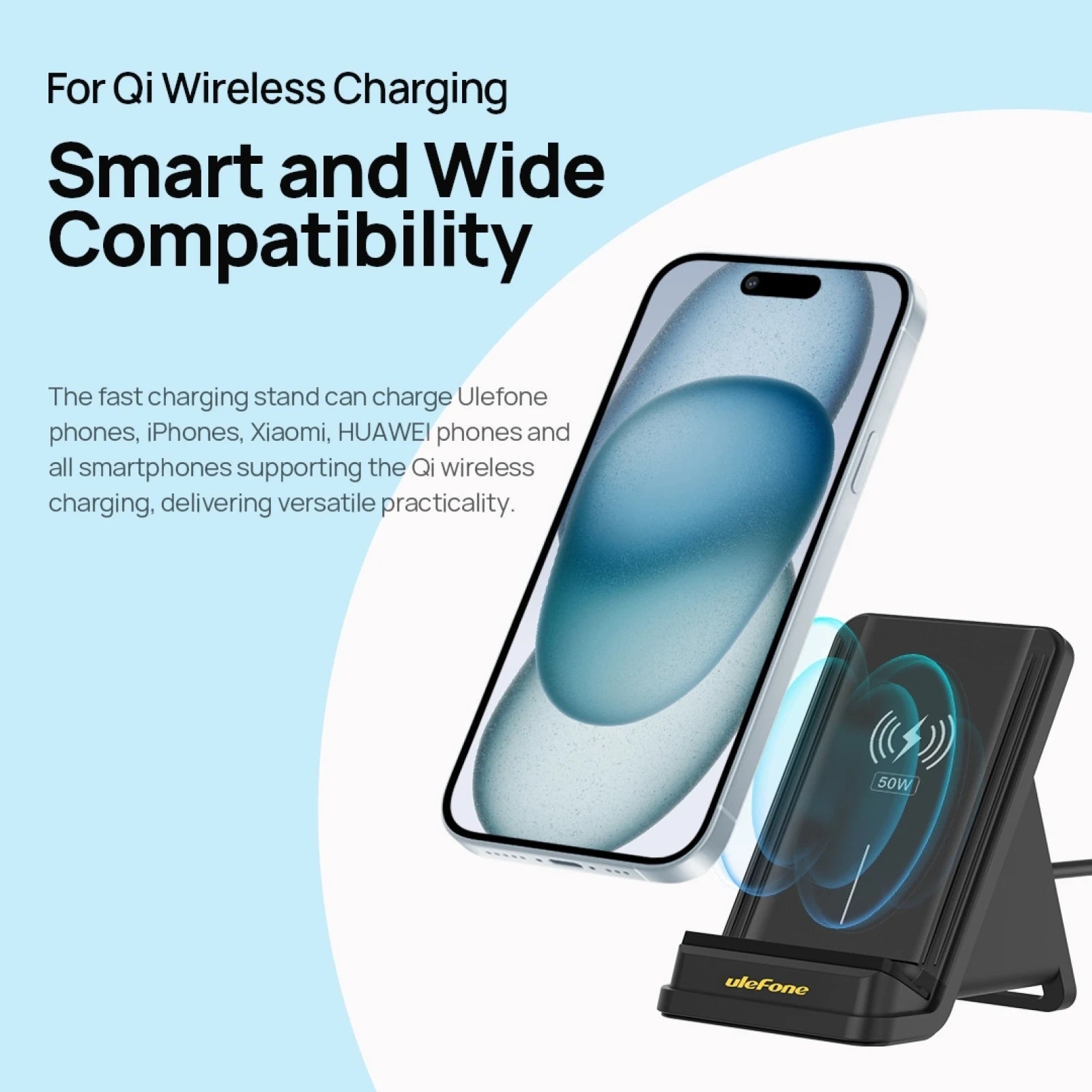 Ulefone WCS01 50W Air-cooled Wireless Charger Stand Phone Wireless Charger with Holder