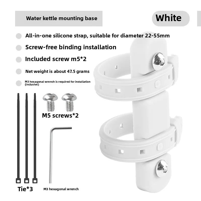 Bicycle Water Bottle Mount Adaptor Silicone Gel Bandage Kettle Cage Strap Seatpost Fork Frame Install Holder Adapter