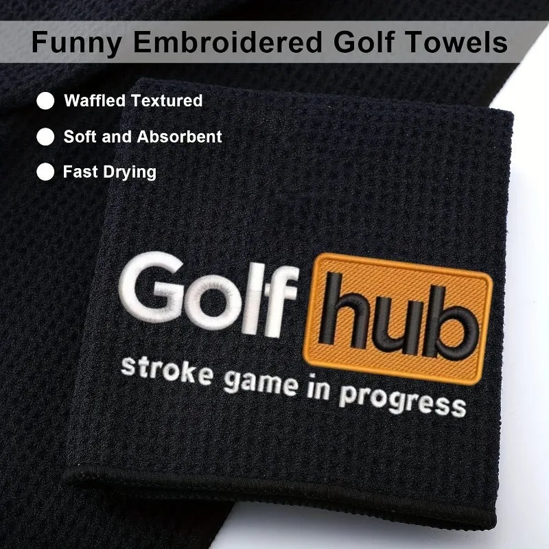 Golf Hub Golf Towel - Golf Accessories for Men - Golf Gifts for Men & Women - Embroidered Funny Golf Towel for Dad