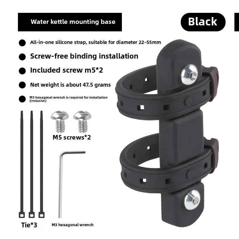 Bicycle Water Bottle Mount Adaptor Silicone Gel Bandage Kettle Cage Strap Seatpost Fork Frame Install Holder Adapter