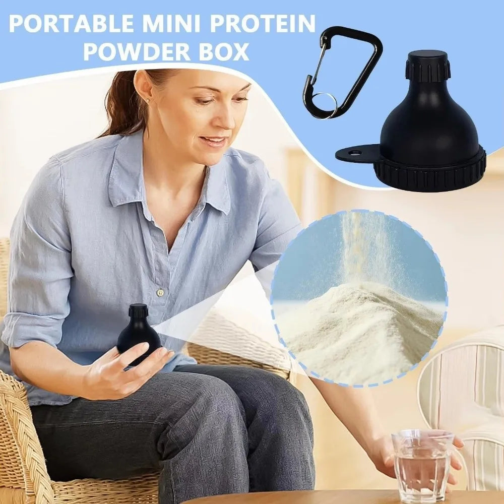 15g/50ml Protein Powder Bottle with Carabiner Leak Proof Protein Powder Container with Keychain Health Funnel Pill Case