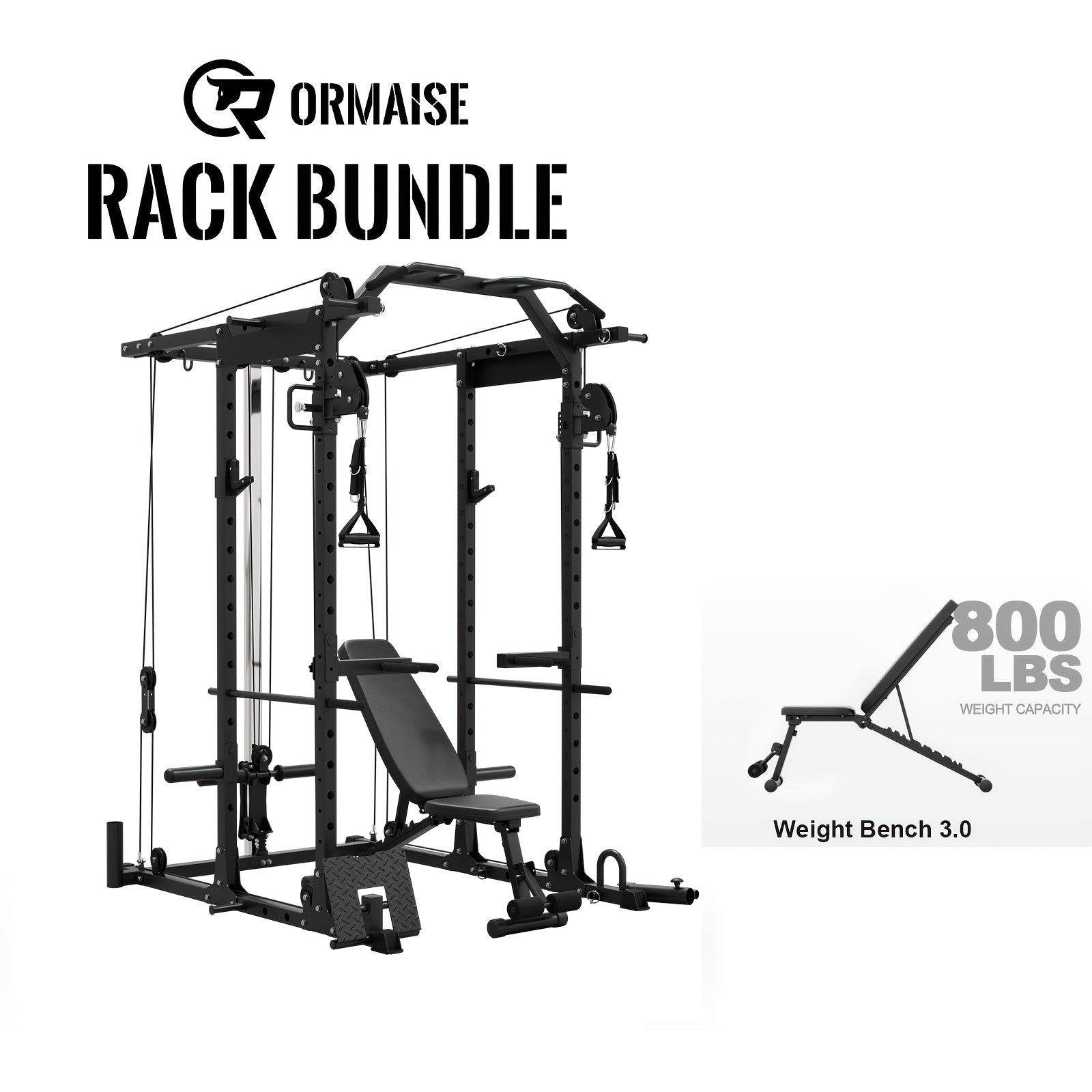 1 8-in-1 Power Rack Cage | 1500lb Capacity & Cable Crossover Machine - Physical Therapy Approved Squat Rack with J-Hooks, Dip Bars, Landmine - Adaptive Strength Training System for Home Gyms (Red)