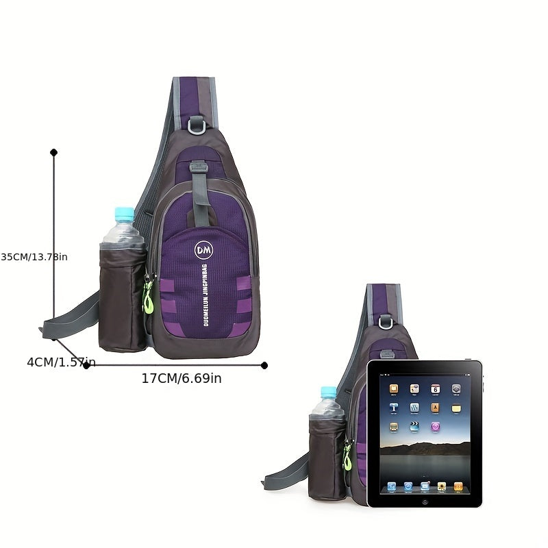Fashionable Color Block Chest Bag - Portable Cycling Crossbody with Detachable Water Bottle Holder - Ideal Outdoor Sling Bag for Hiking, Biking & Travel - Stylish, Water-resistant, Adjustable