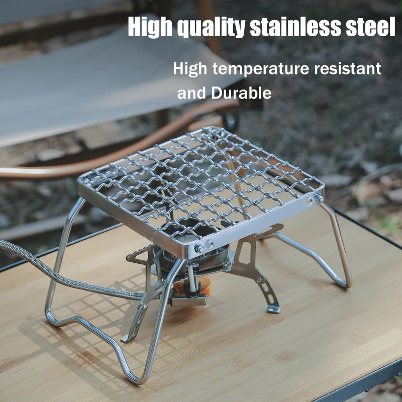 Portable & Lightweight Camping Grill: Adjustable Stainless Steel Grate, Foldable Design - Perfect for Hiking, Picnics, Fishing