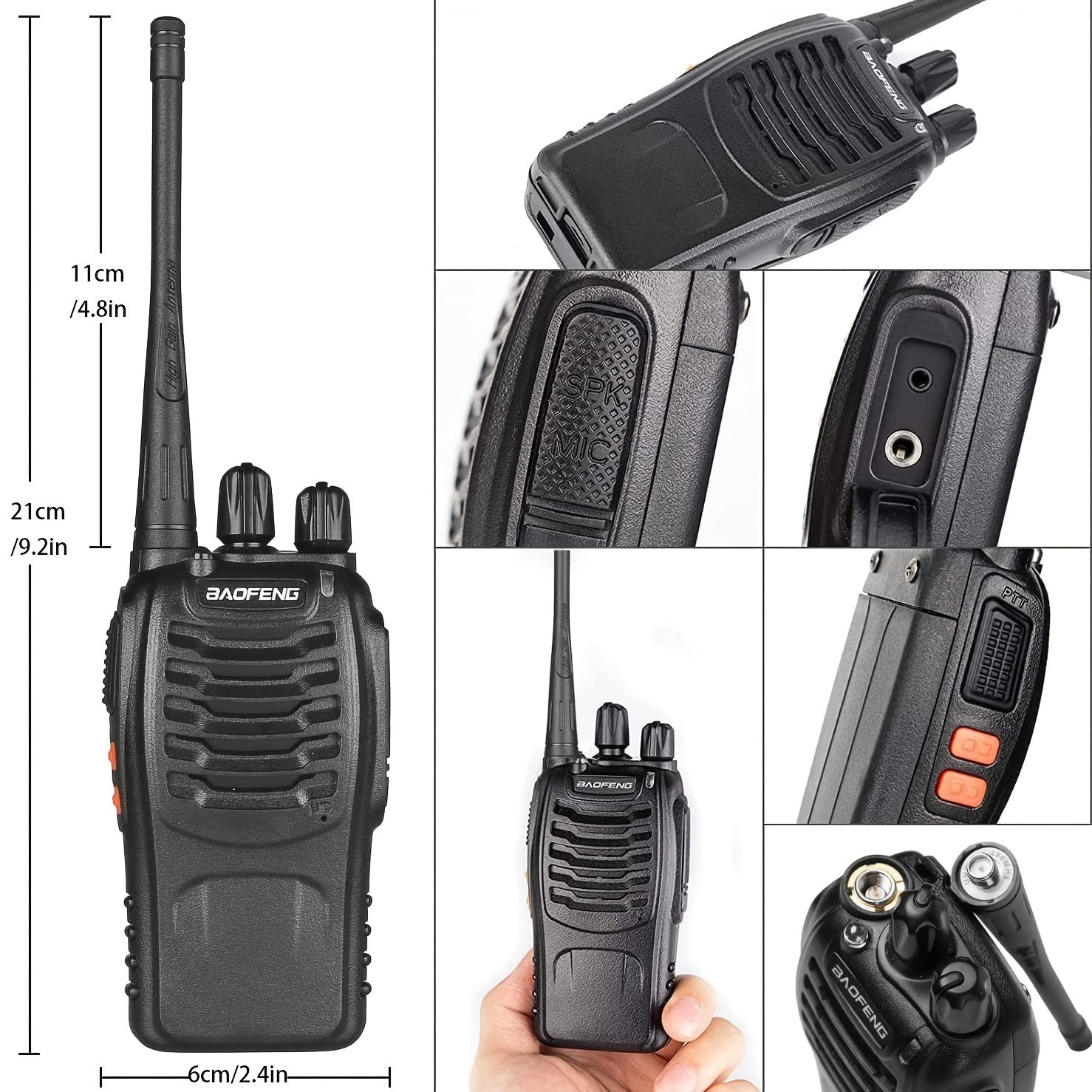 2pcs BAOFENG BF-888S UHF 400-480MHz Amateur Radio Handheld Two Way Radio UHF Portable Walkie Talkies for Adults, Hiking Biking Camping