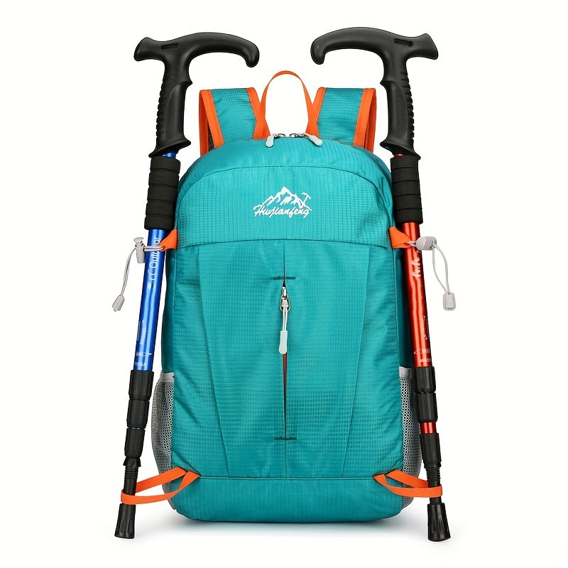 Ultra-Light Foldable Outdoor Backpack - Waterproof, Durable Nylon with Breathable Straps, Large Capacity for Hiking, Cycling, Travel & Commuting, Teal Color with Orange Accents, Adjustable Shoulder Straps, Quick Packing & Unf