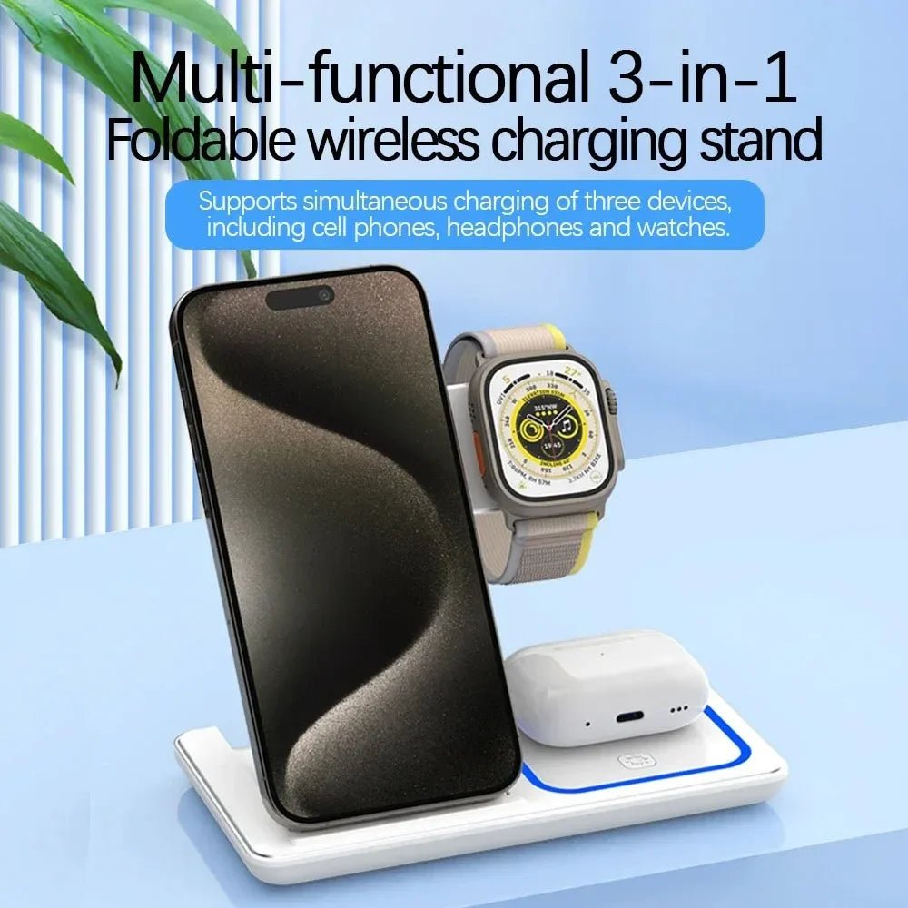 Dock Station 30W Charge Foldable Wireless Charger Stand 3 in 1 LED Wireless Charger - Better World Today