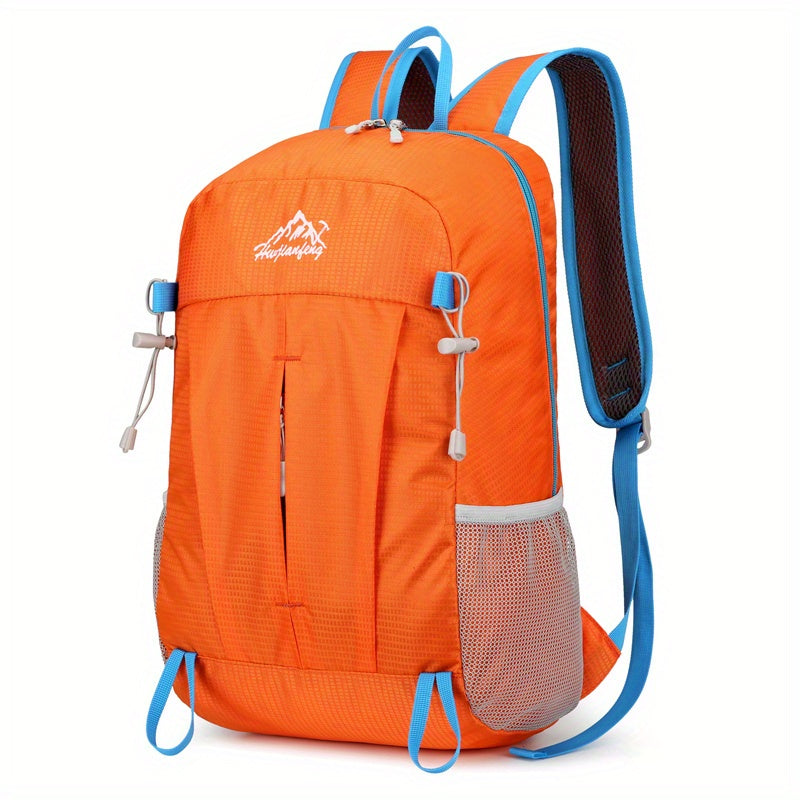 Ultra-Light Foldable Outdoor Backpack - Waterproof, Durable Nylon with Breathable Straps, Large Capacity for Hiking, Cycling, Travel & Commuting, Teal Color with Orange Accents, Adjustable Shoulder Straps, Quick Packing & Unf