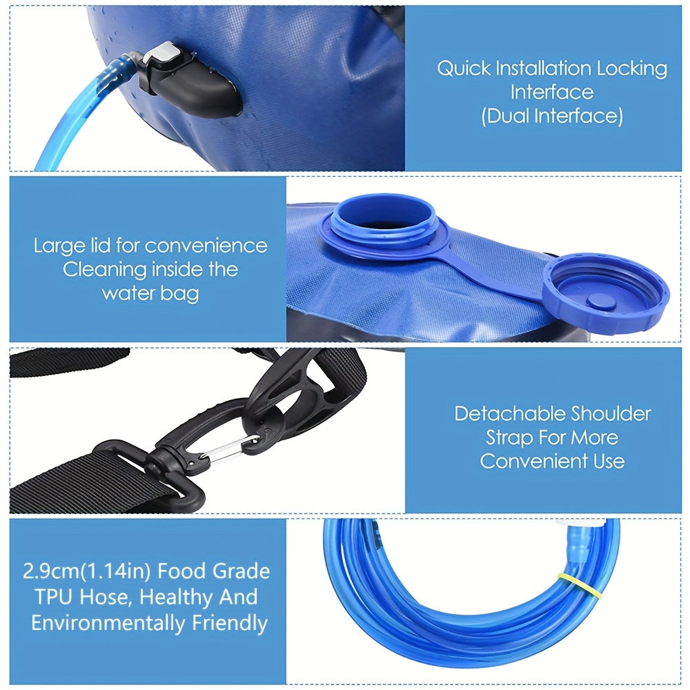 12/20L TPU Portable Camping Shower Bag-Easy Fill with Foot Pump & Effortless Press Nozzle-Perfect for Outdoor Adventures, Hiking, Beach & Trips