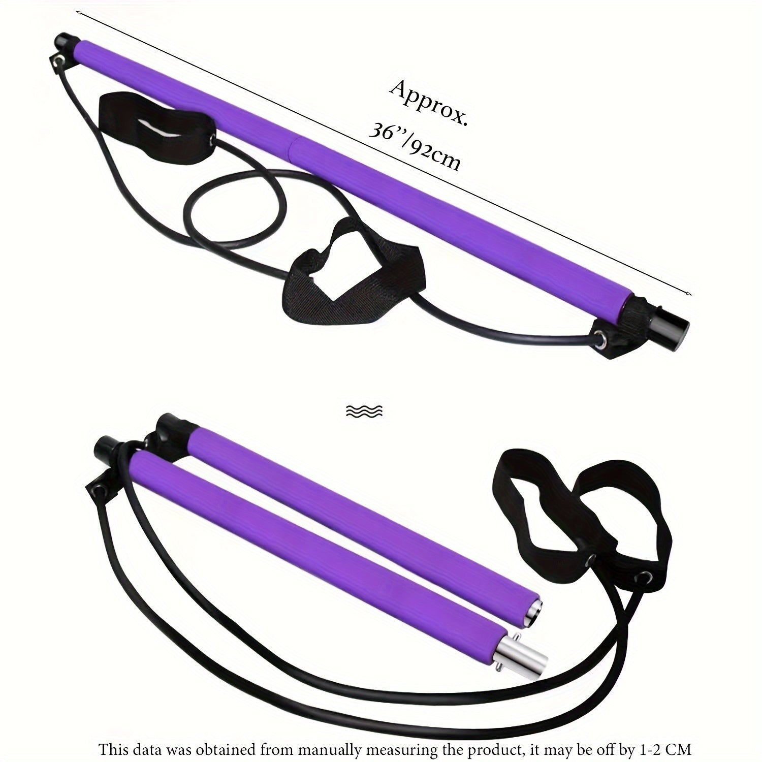1pc Portable Multifunctional Pilates Fitness Bar - Adjustable Tension Rope, Detachable Design, Perfect for Fitness, Yoga, Shaping, Stretching, Home Workout, Gym Exercise, and Travel