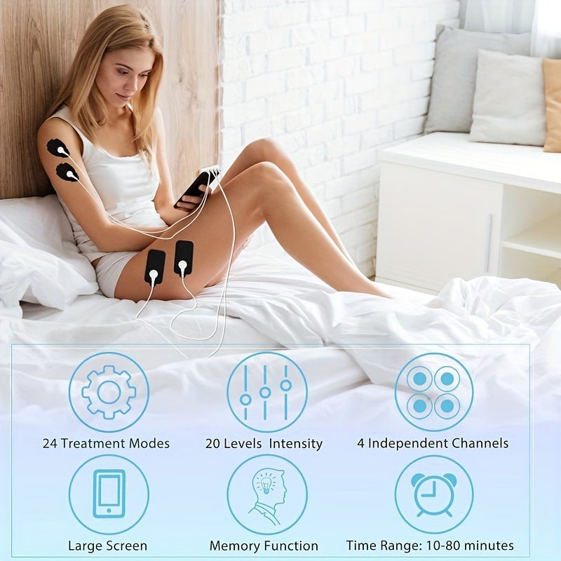 Four - Channel Low - Frequency Physical Therapy Device - Rechargeable Lithium Battery Powered with USB Dual Use - Metal and Plastic Construction with Button Magnification - Belifu FM - B2402 Black - Better World Today