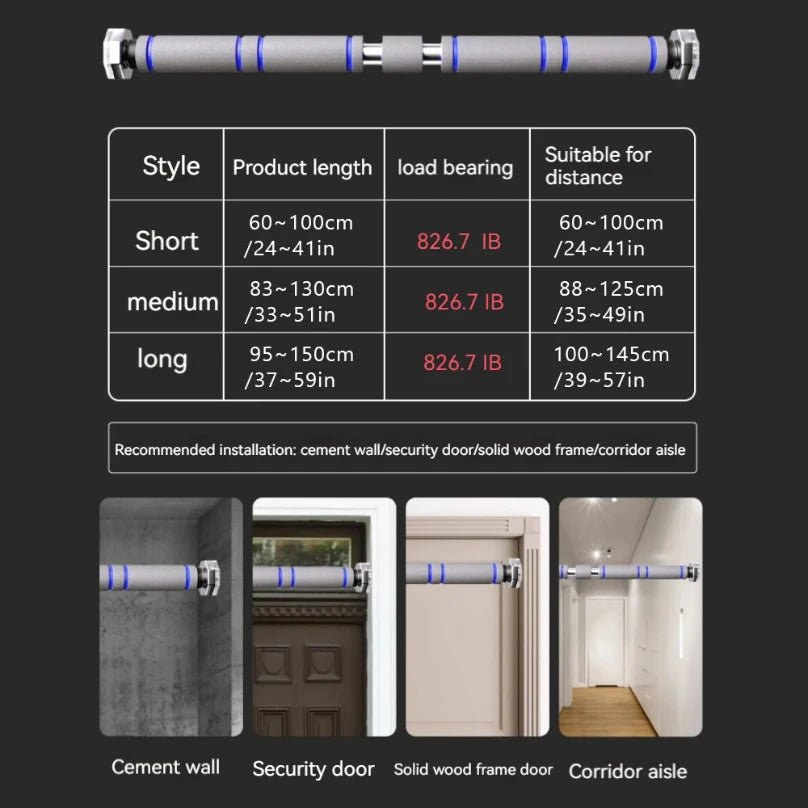 Telescopic Doorway Pull Up Bar Non - Slip Chin - Up Fitness Equipment Adjustable Home Gym Strength Training Heavy Duty For Men Women - Better World Today